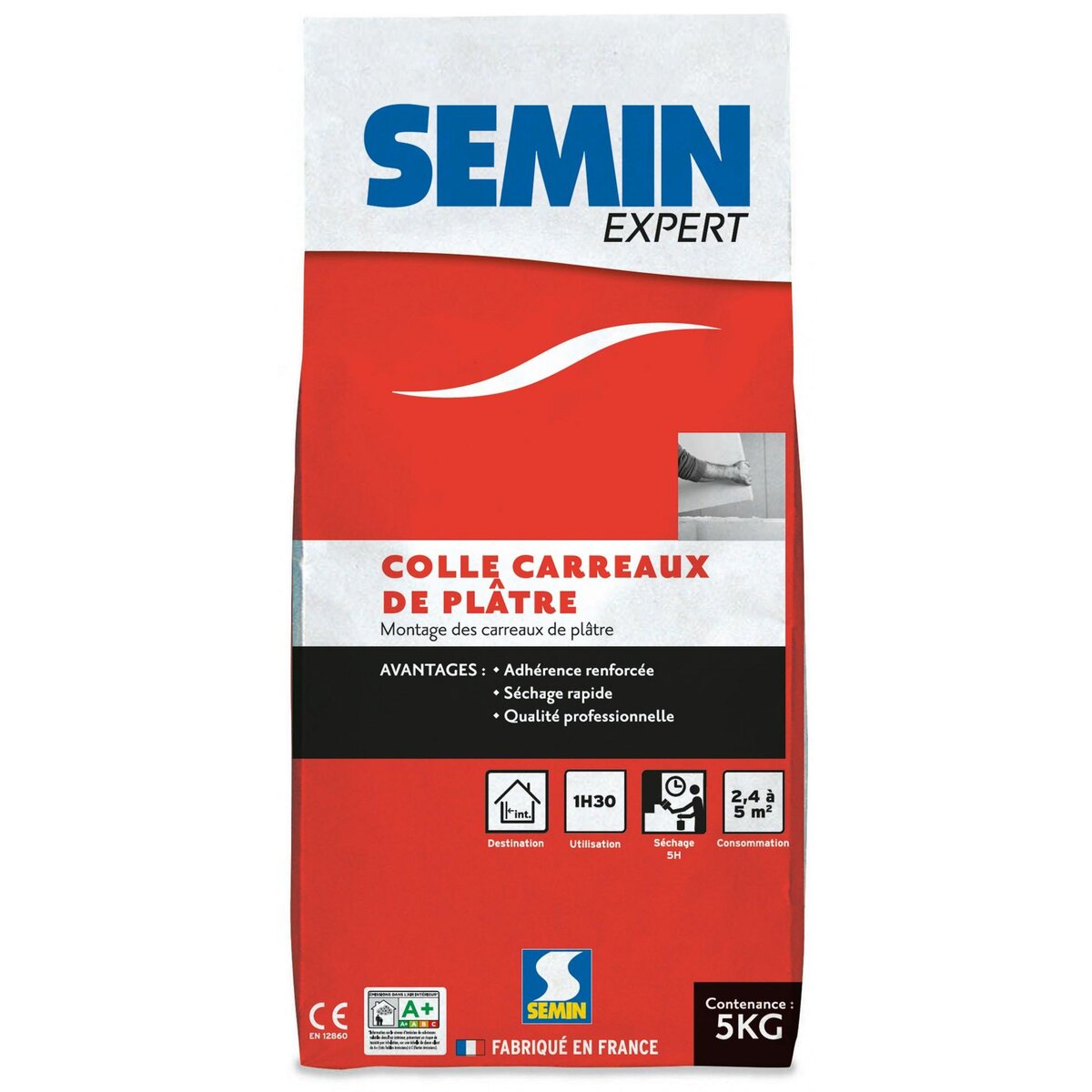 CENTRALE BRICO Colle pour carreaux de plâtre SEMIN, 5 kg