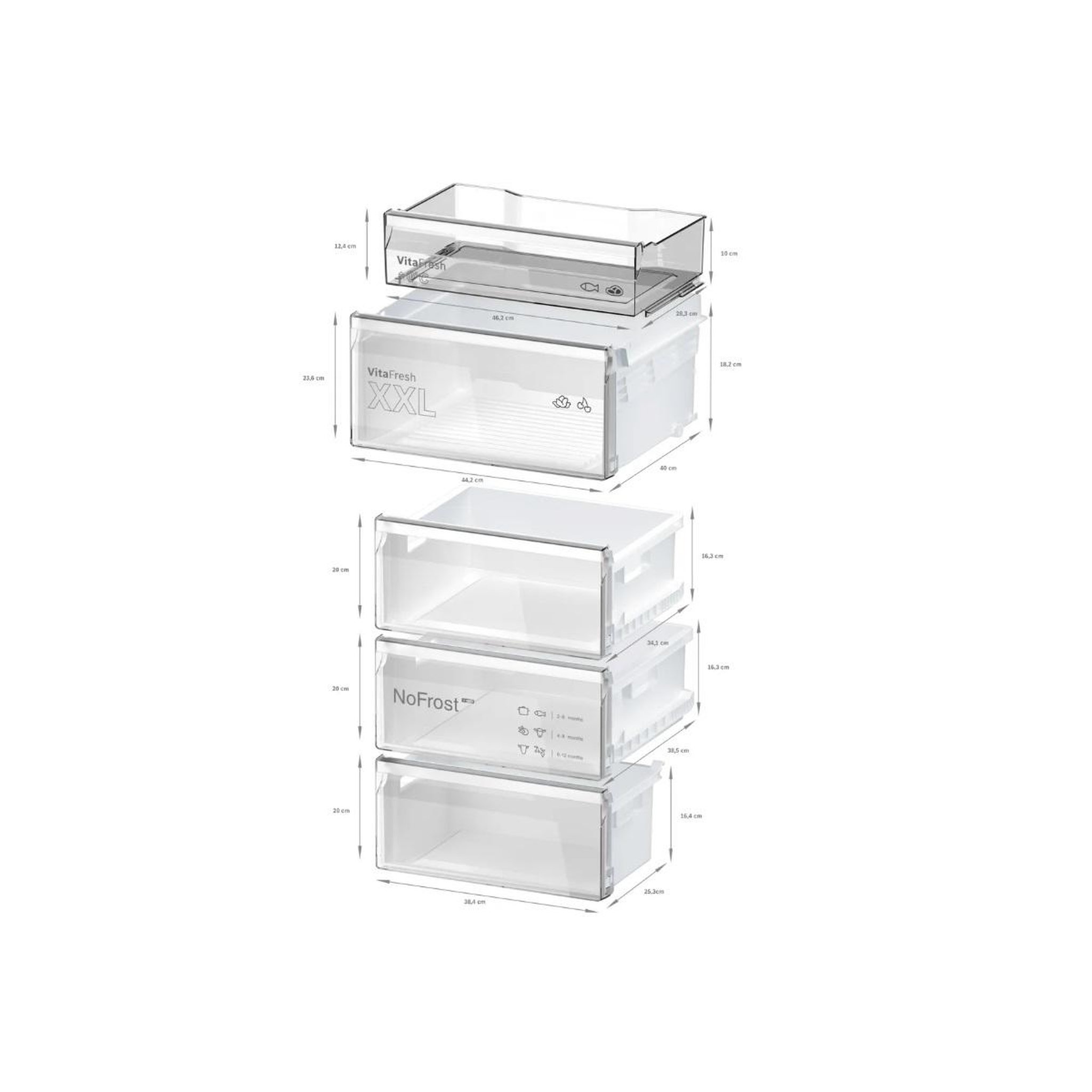 Voir la diapositive 5 : BOSCH Réfigérateur combiné 55cm 260l no frost acier brossé noir - kgn36vxct