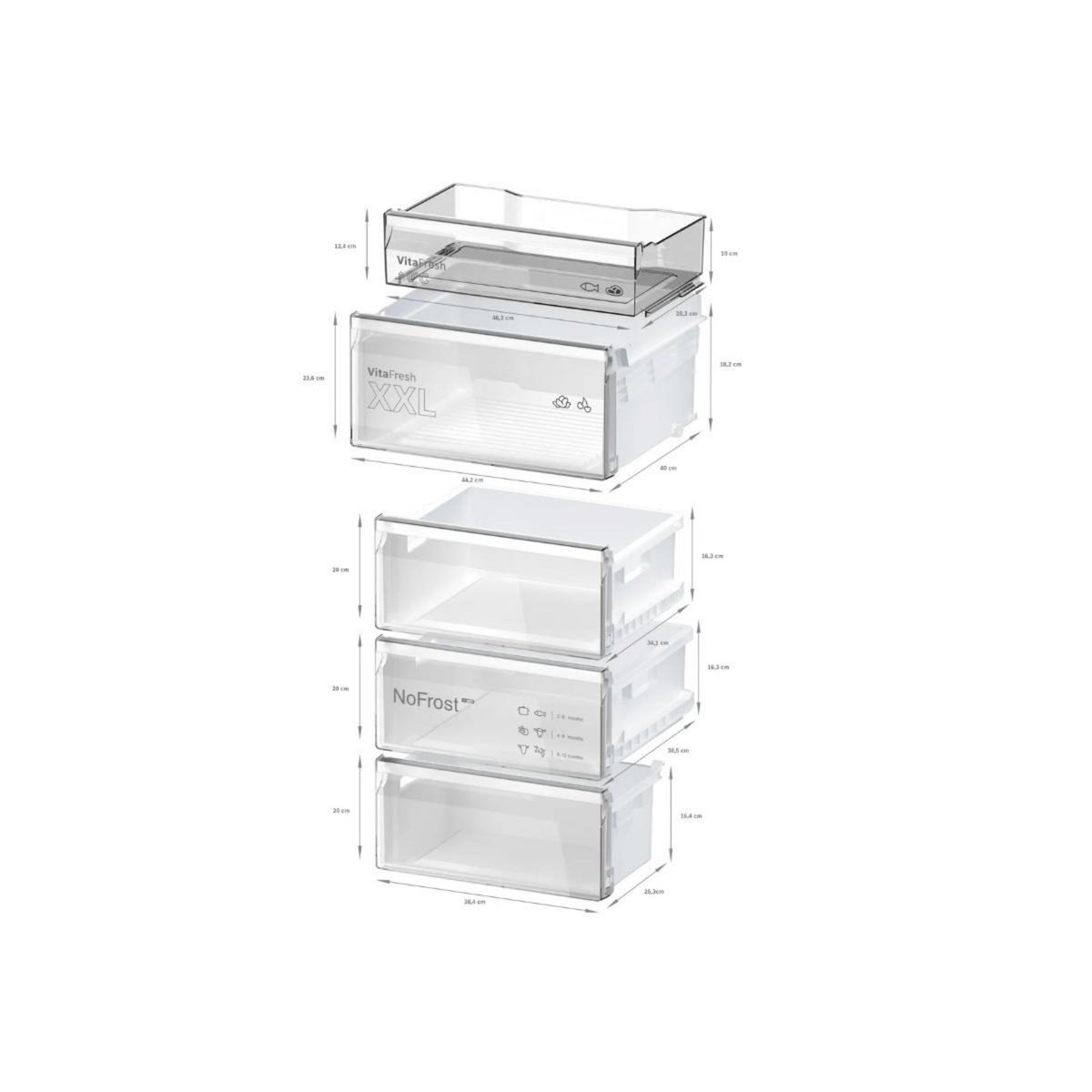 BOSCH Réfigérateur combiné 55cm 260l no frost acier brossé noir - KGN36VXCT