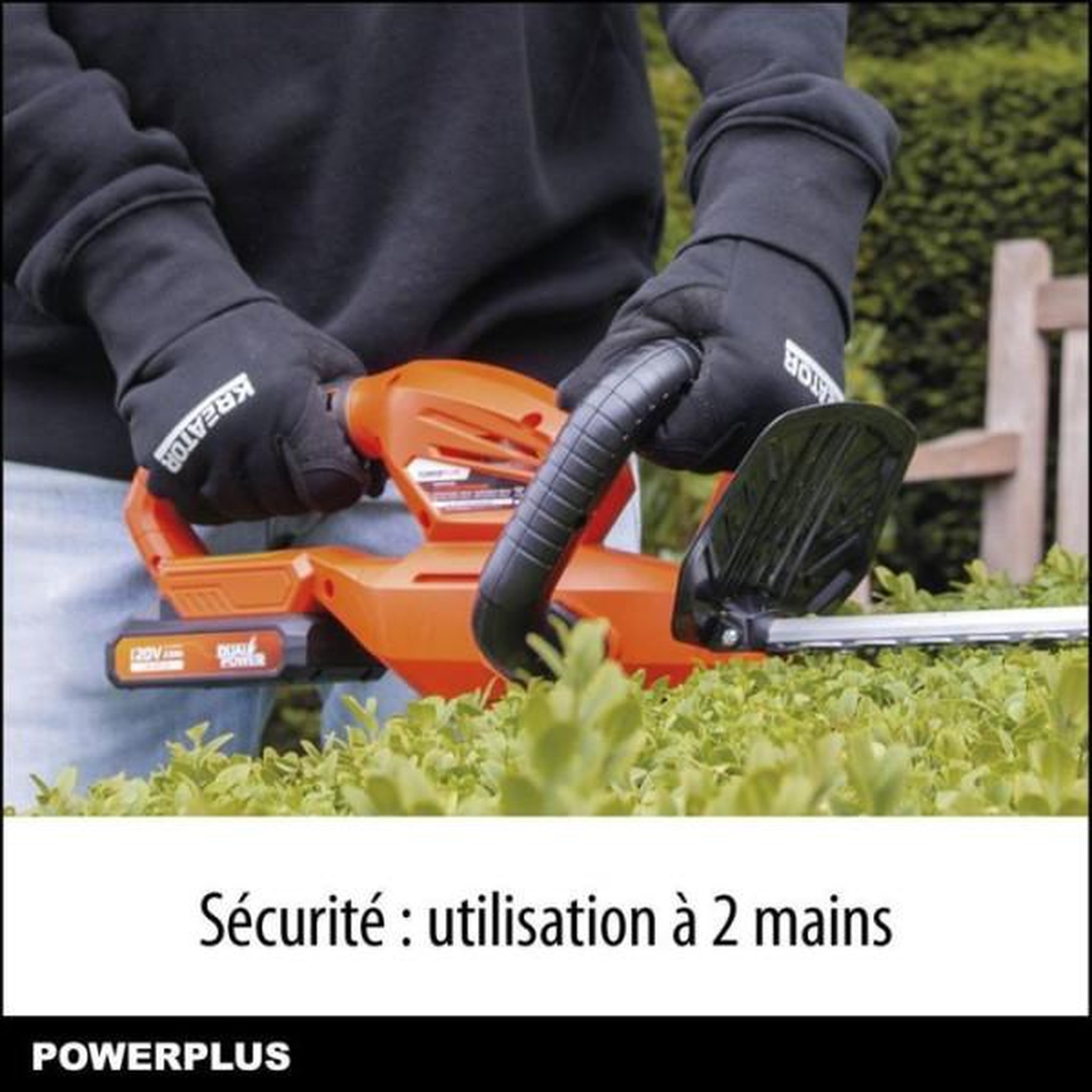Voir la diapositive 3 : MARKET24 Taille-Haie Batterie Dual Power - DUAL POWER - POWDPG75320 - Lame de 580 mm - Écart de 18 mm