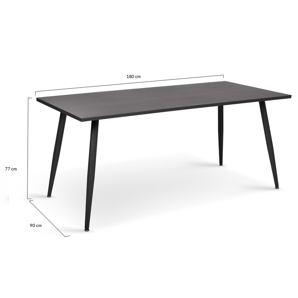 ID MARKET Salon de jardin VALENCIA en acier table 180 cm et 6 chaises empilables gris anthracite