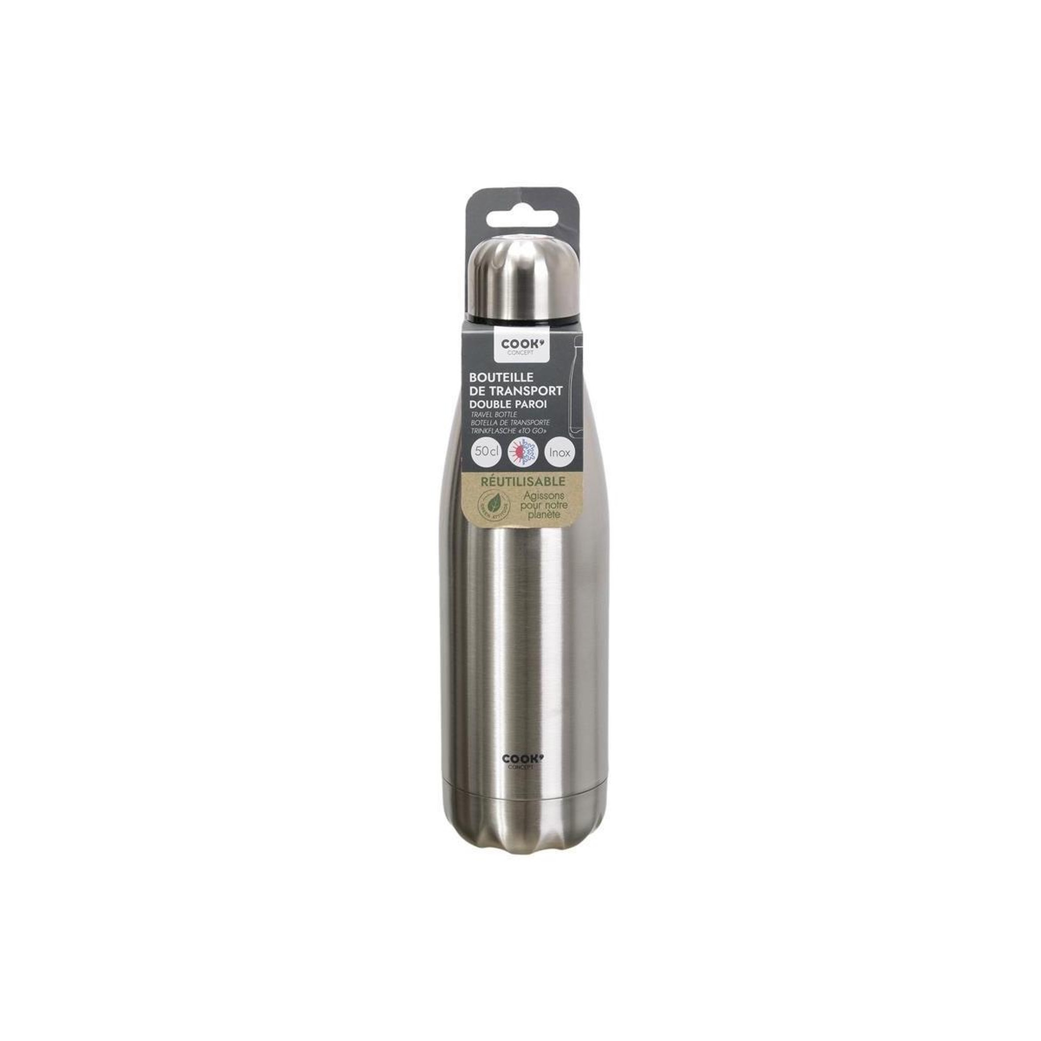 Voir la diapositive 3 : COOK CONCEPT Bouteille de Transport Inox  Isotherme  50cl Argent