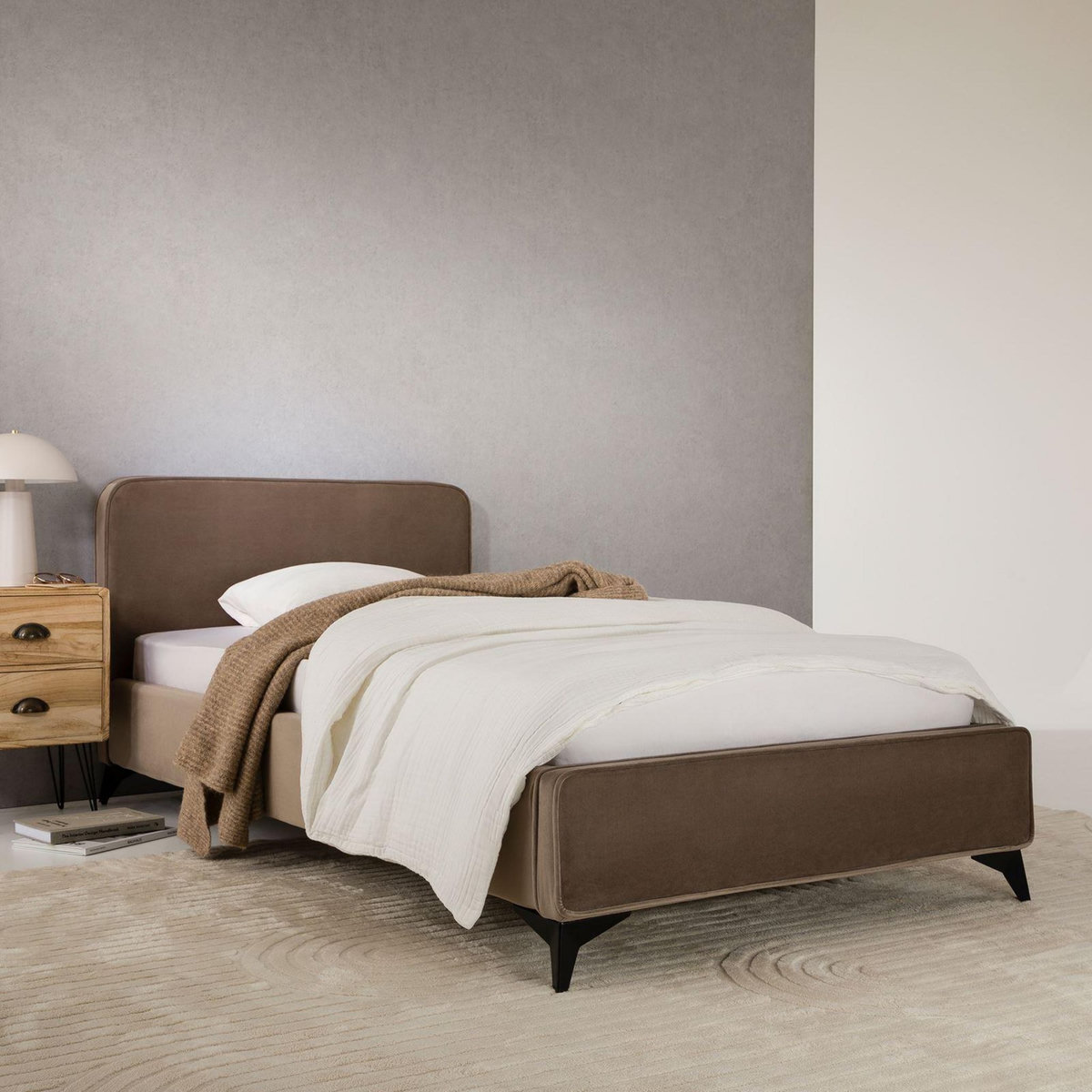 IDIMEX Lit simple RAVELLO 90 x 190 cm, revêtement en tissu