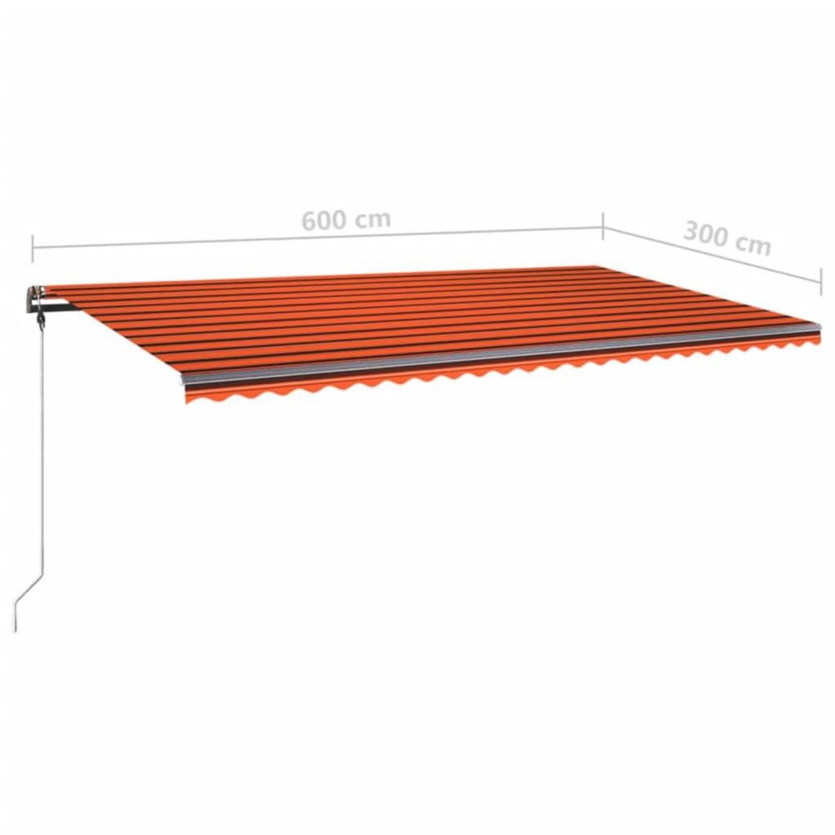 VIDAXL Auvent manuel retractable avec LED 600x300 cm Orange et marron