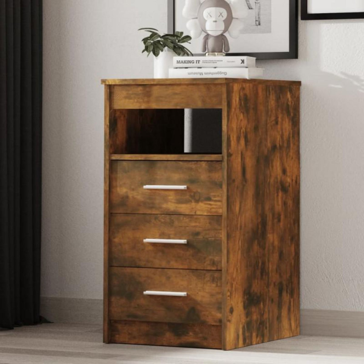 VIDAXL Armoire à tiroirs Chêne fumé 40x50x76 cm Bois d ingénierie