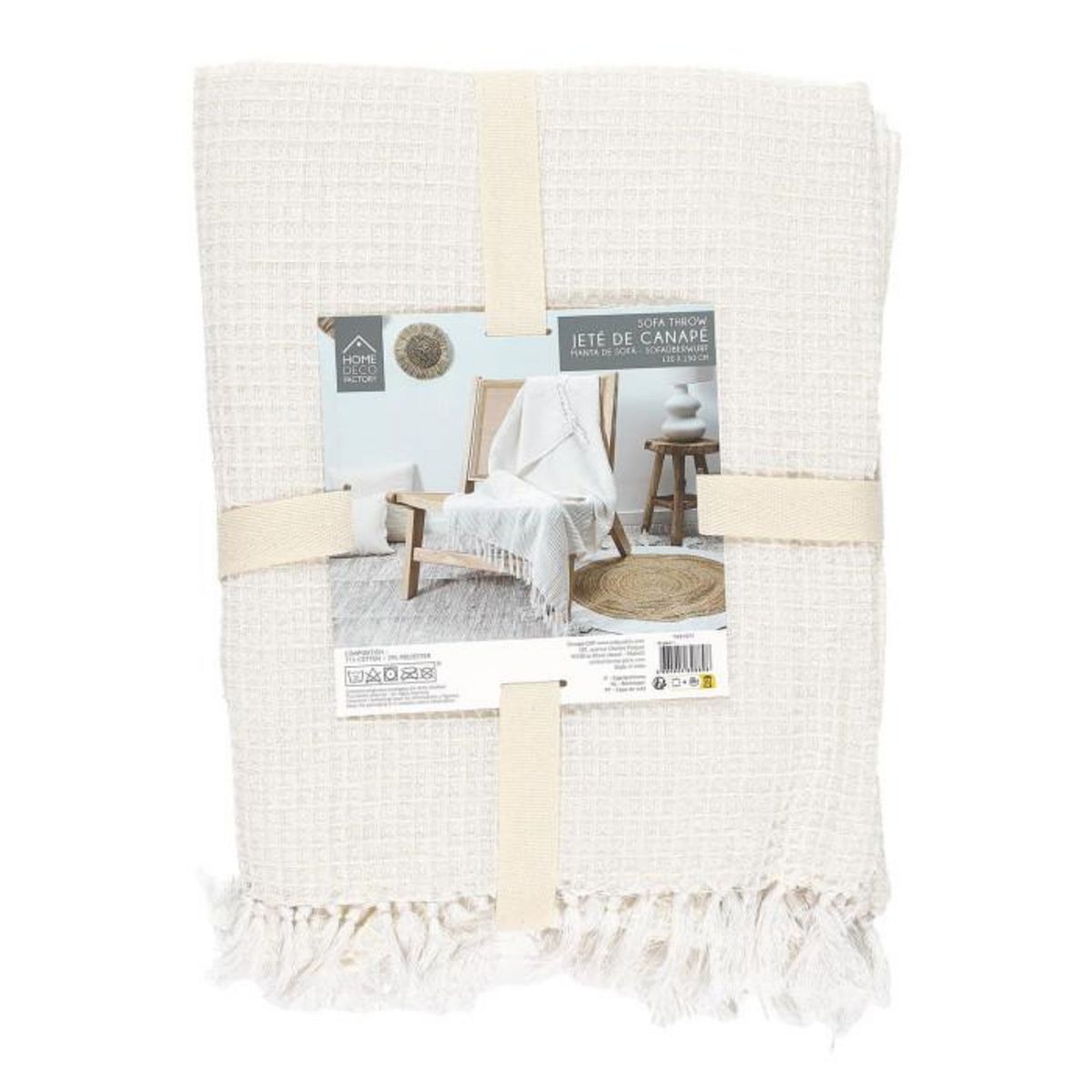 Paris Prix Jeté de Canapé  Gaufré  130x160cm Ivoire