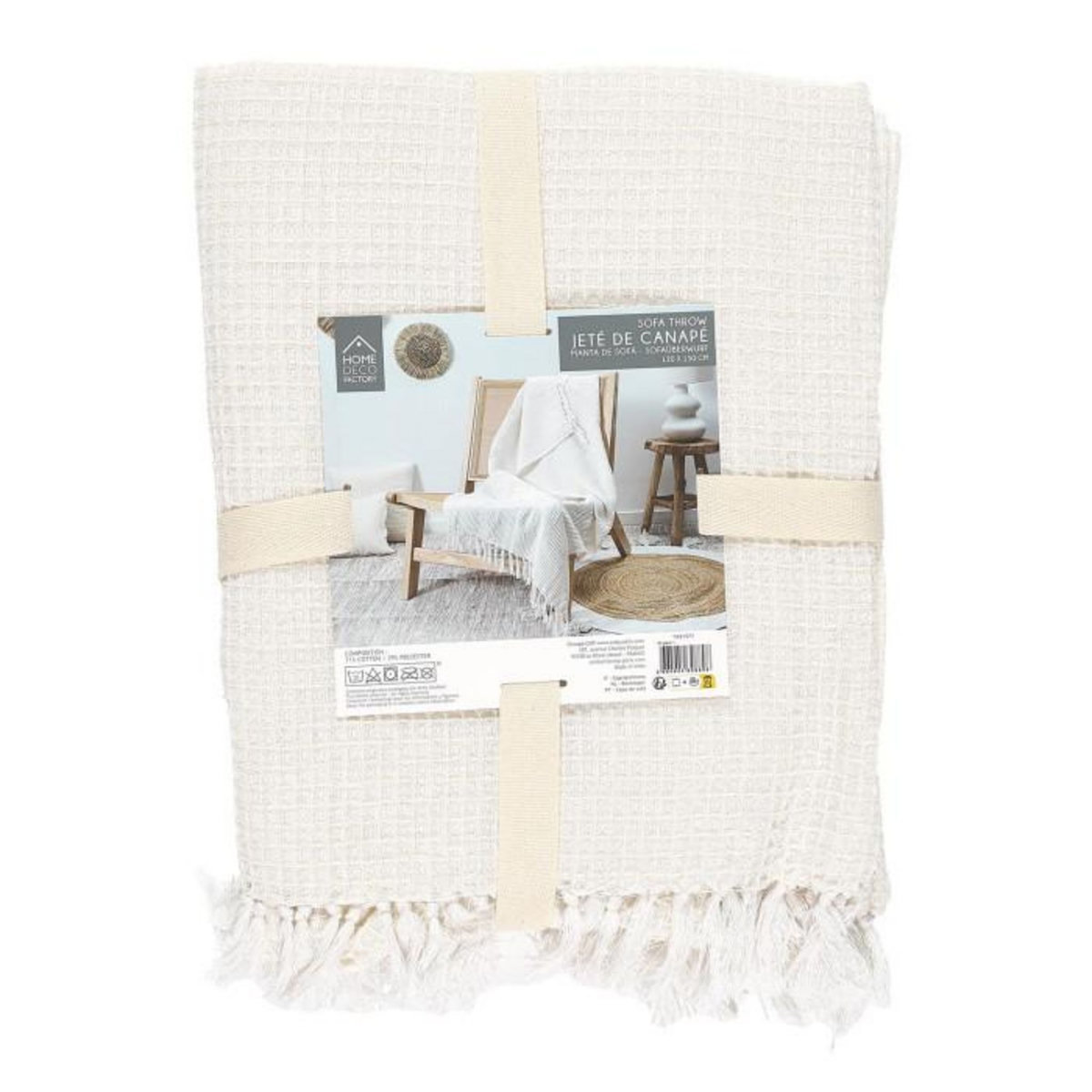 Paris Prix Jeté de Canapé  Gaufré  130x160cm Ivoire
