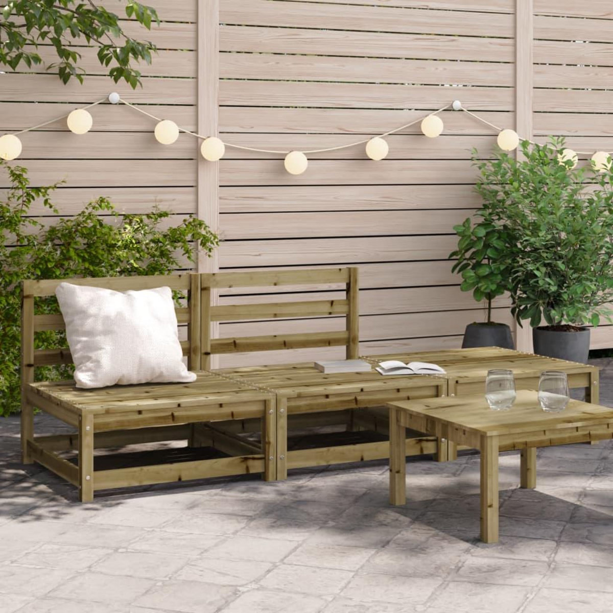 VIDAXL Canape de jardin sans accoudoirs repose-pieds bois pin impregne