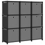 Voir la diapositive 1 : VIDAXL Etagere a 9 cubes avec boîtes Noir 103x30x107,5 cm Tissu