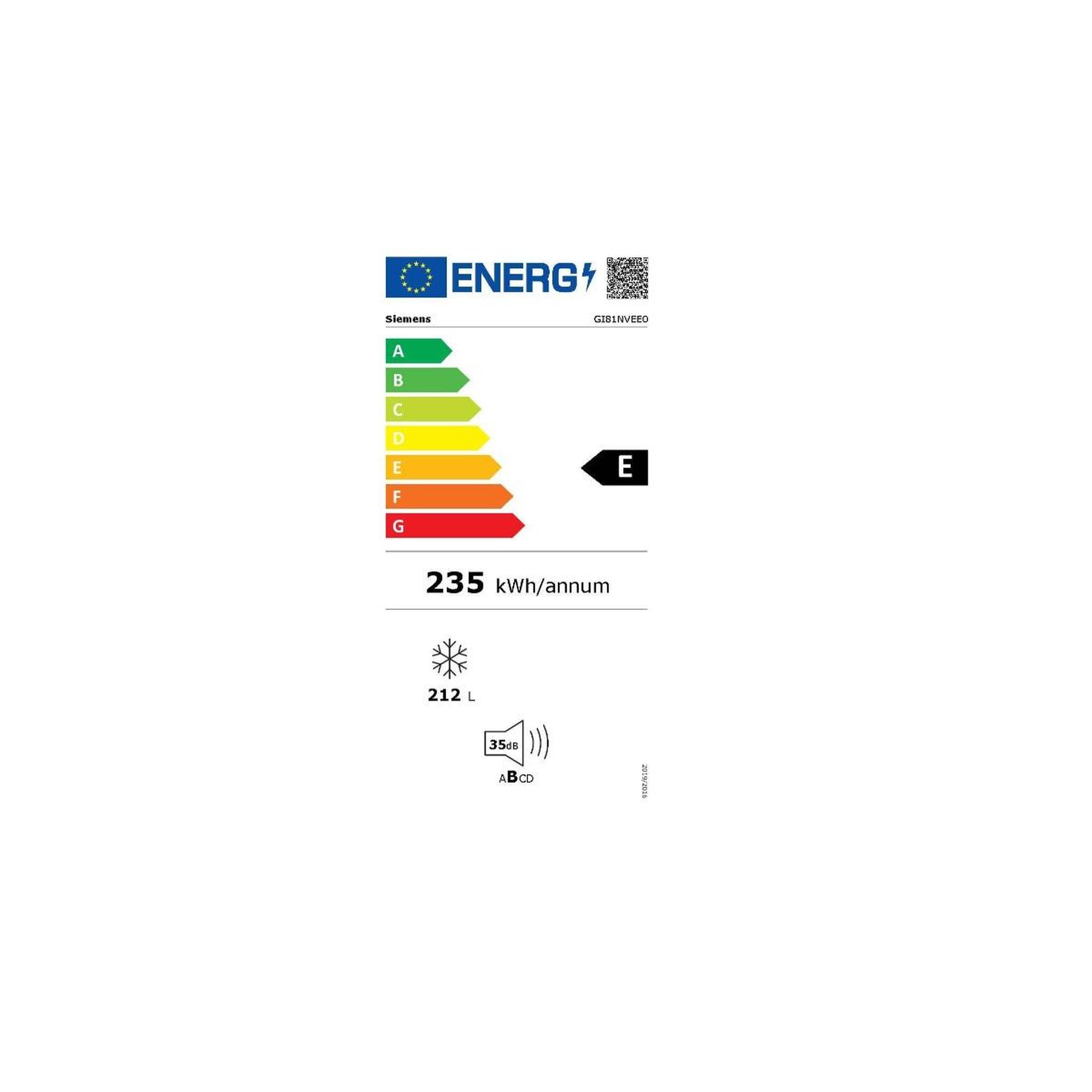 Voir la diapositive 2 : Siemens Congélateur intégrable  à pantographe 212l - gi81nvee0
