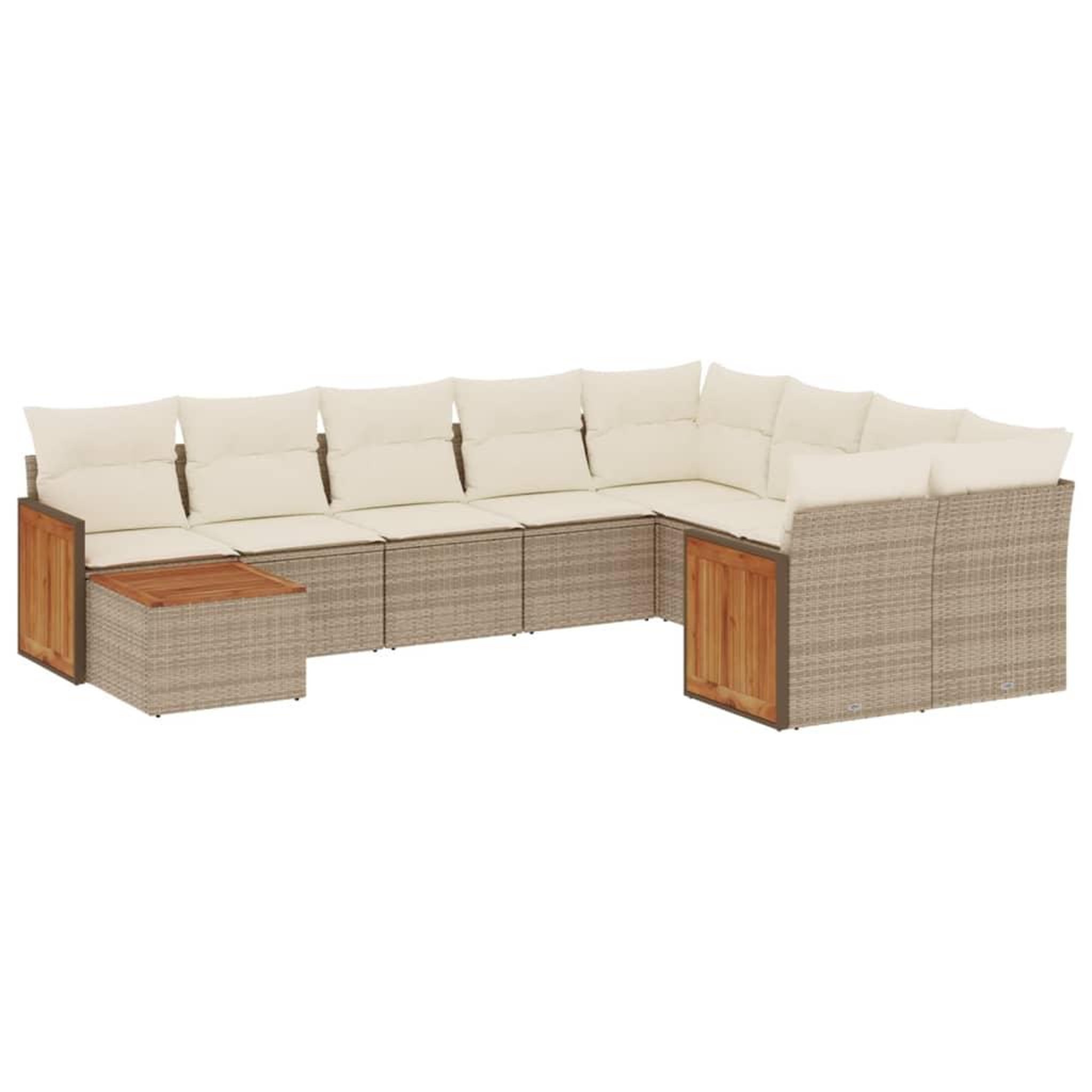 Voir la diapositive 2 : VIDAXL Salon de jardin avec coussins 10 pcs beige resine tressee