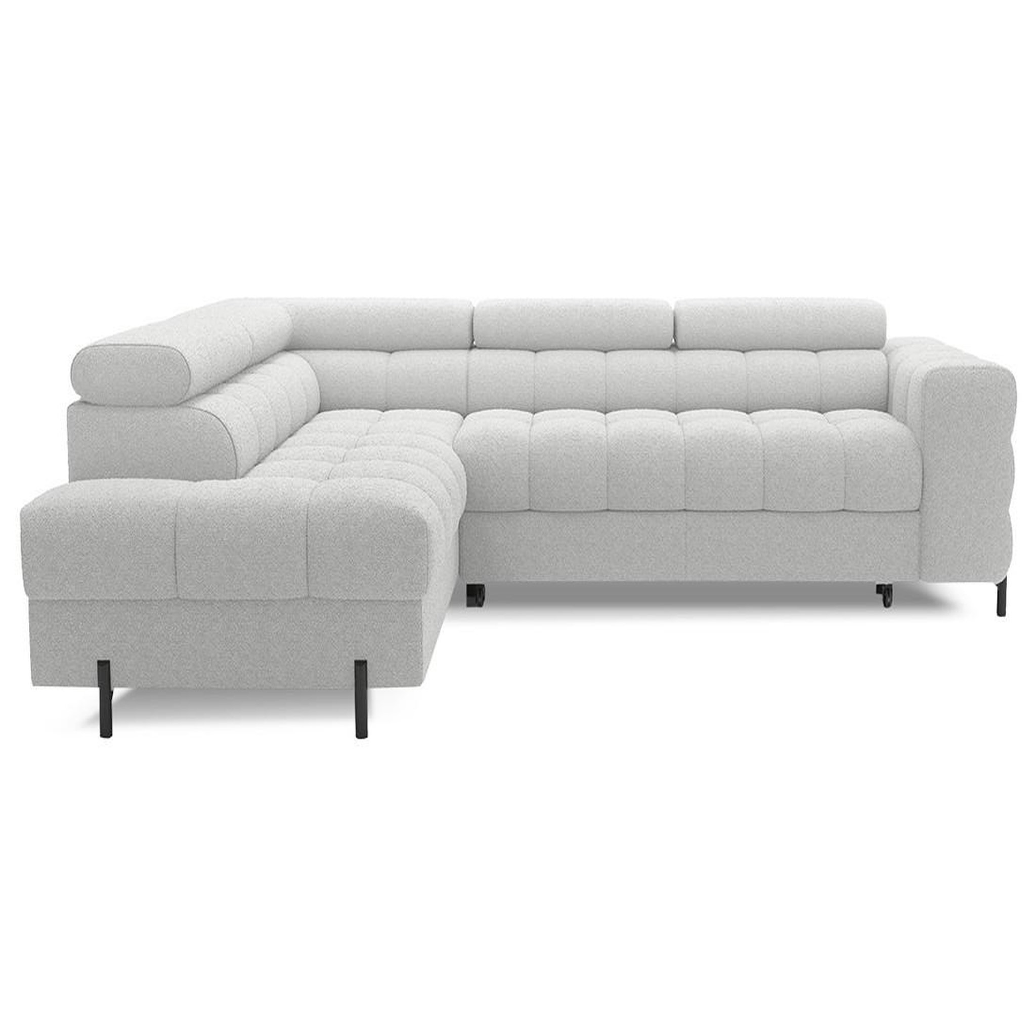 Voir la diapositive 1 : BEST MOBILIER Elisa - canapé d'angle gauche 5 places convertible avec coffre et têtières réglables en tissu bouclette