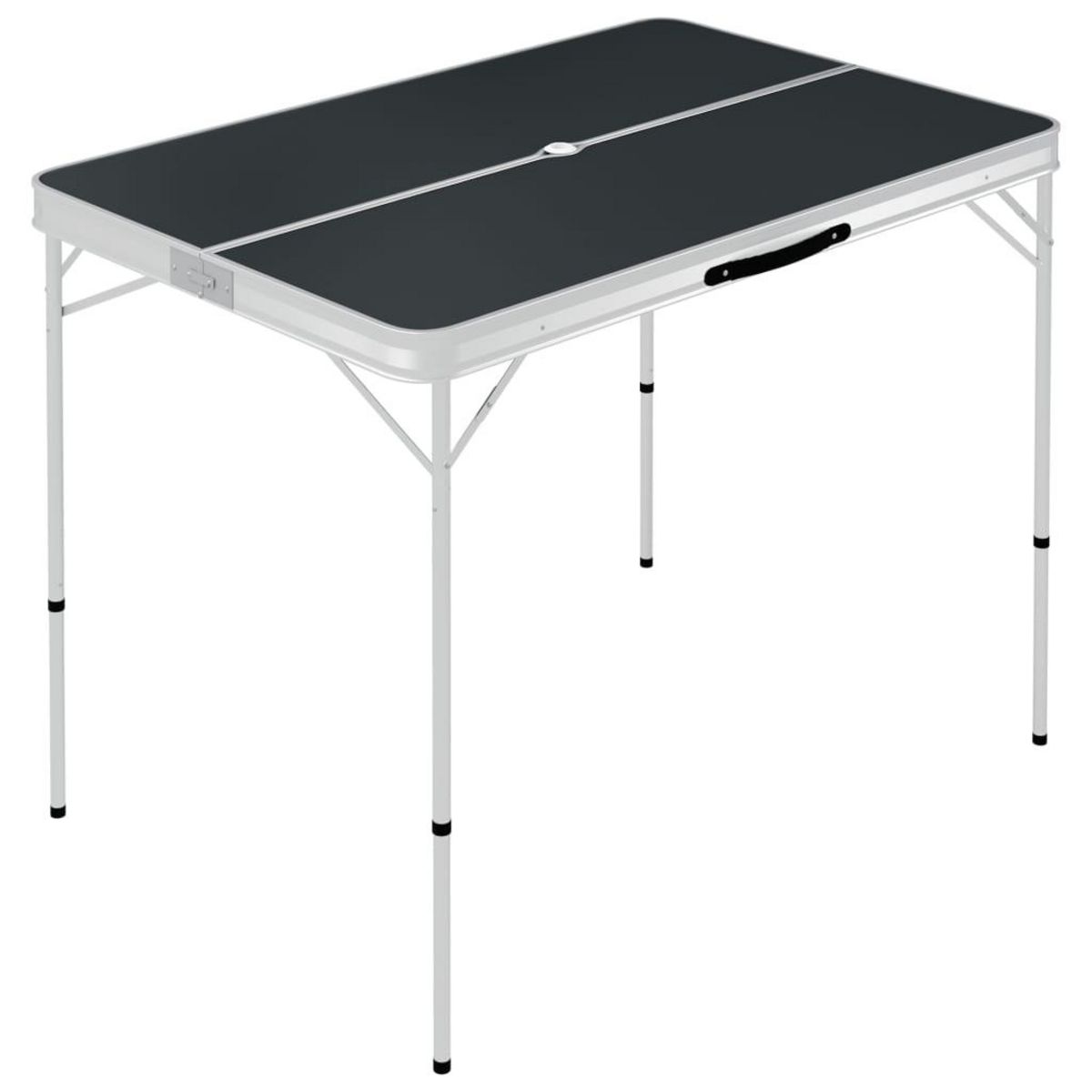 VIDAXL Table de camping pliable avec 2 bancs Aluminium Gris