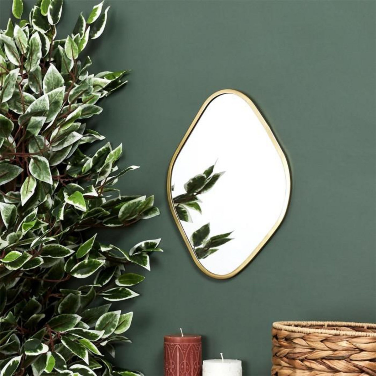 Paris Prix Miroir Mural Déco  Contour Losange  34cm Or