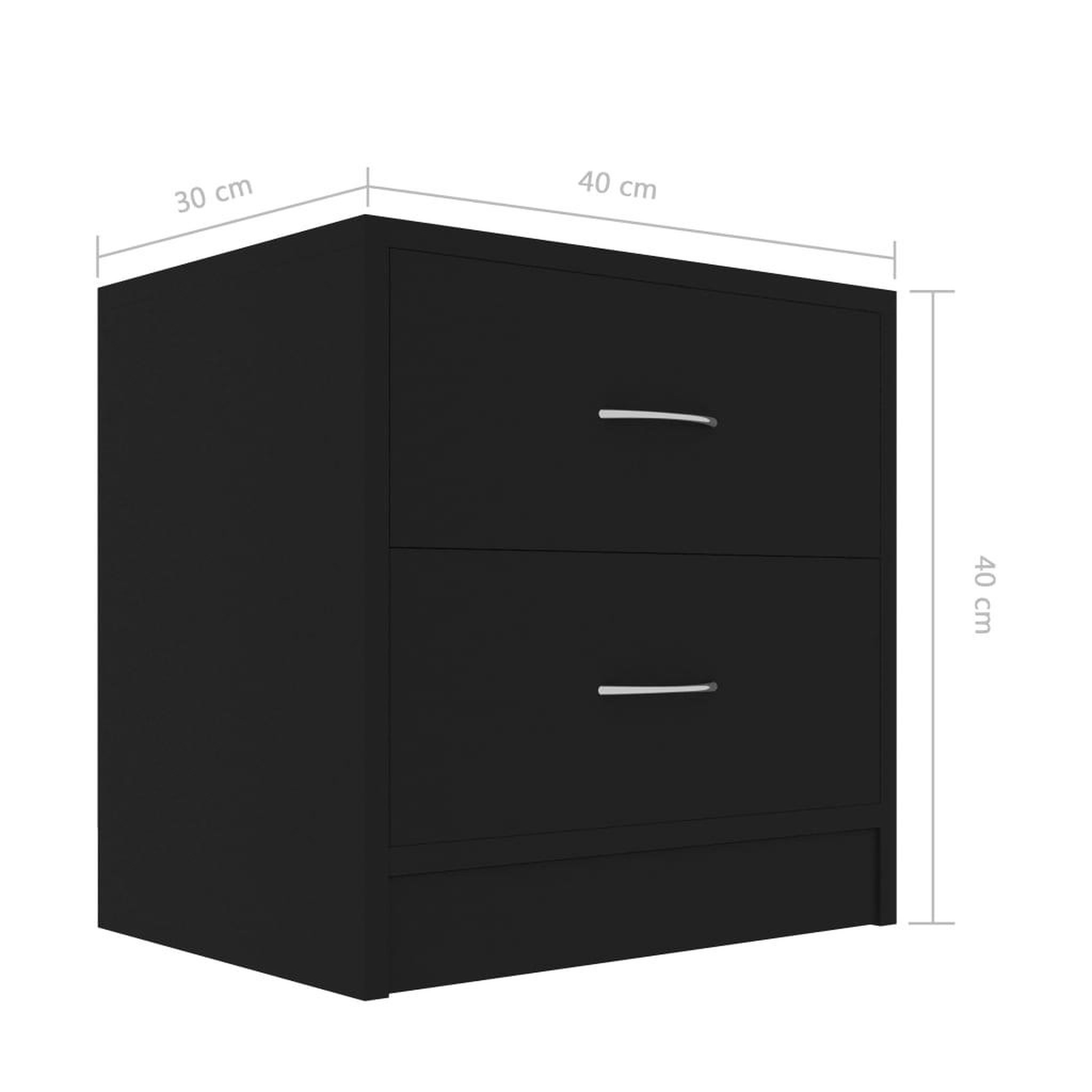 Voir la diapositive 6 : VIDAXL Table de chevet Noir 40x30x40 cm Bois d'ingenierie