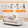 Voir la diapositive 4 : PAWHUT Canapé pour chien, canapé pour animal de compagnie avec coussin amovible et housse lavable, en velours, 66 x 43 x 19,5 cm, beige