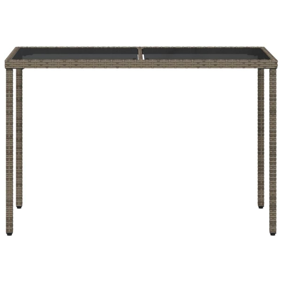 VIDAXL Table de jardin dessus en verre gris 115x54x74cm resine tressee