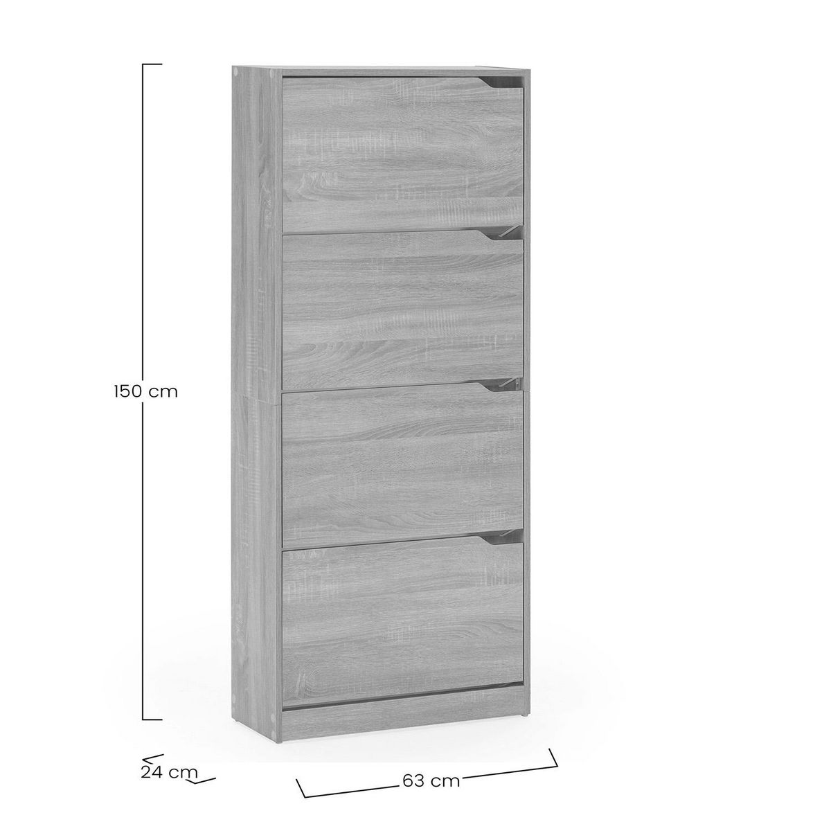 VS VENTA-STOCK Meuble à chaussures Angel 4 portes couleur chêne, pour 24 paires