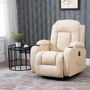 Voir la diapositive 2 : HOMCOM Fauteuil de massage et relaxation électrique chauffant inclinable manuellement repose-pied télécommande crème