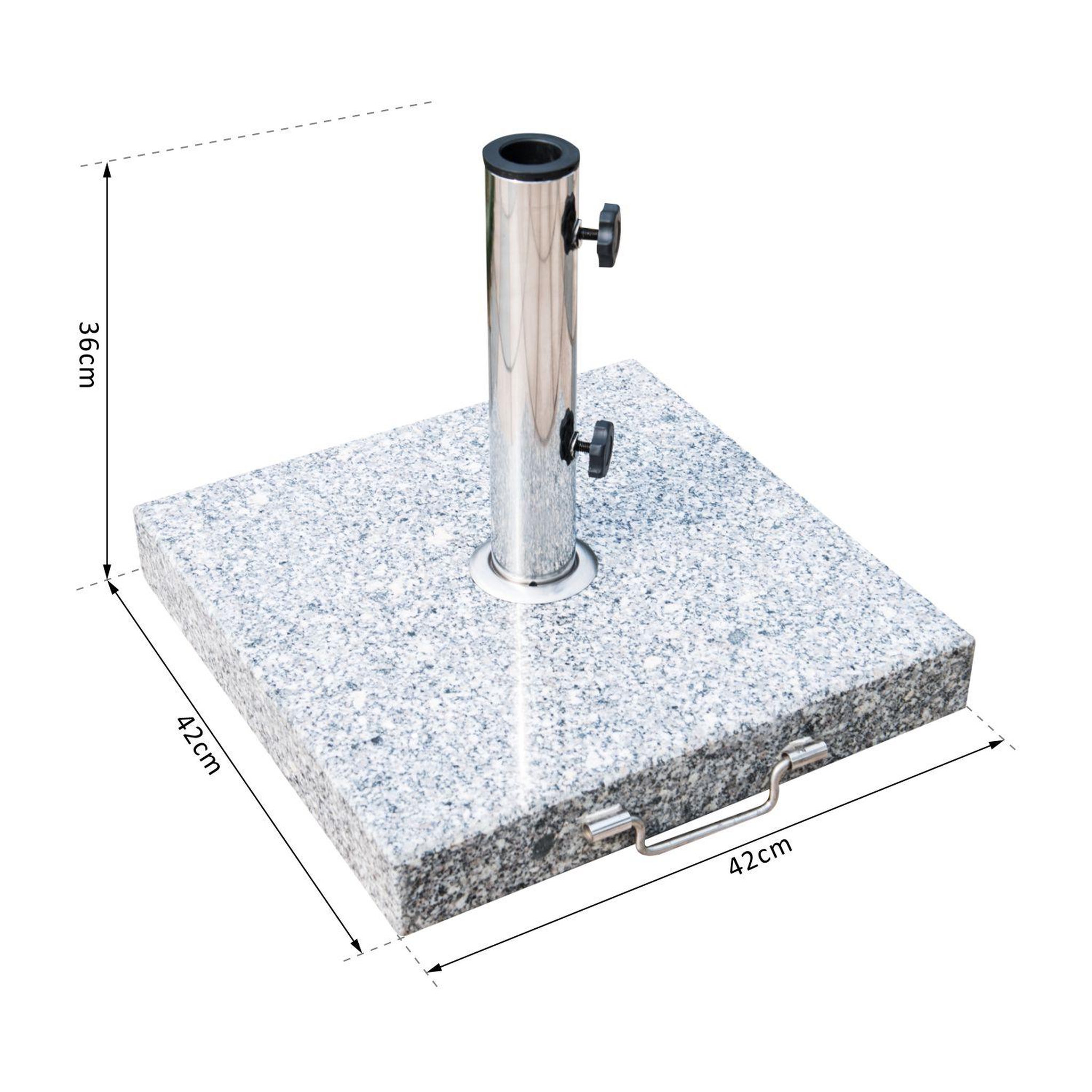 Voir la diapositive 3 : OUTSUNNY Pied/base de parasol granite gris poignée et roulettes compatible pied parasol Ø 35/38/48 mm