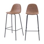 Rendez vous déco Lot de 2 chaises de bar 75 cm en cuir synthétique taupe - Henrik. Coloris disponibles : Marron, Noir