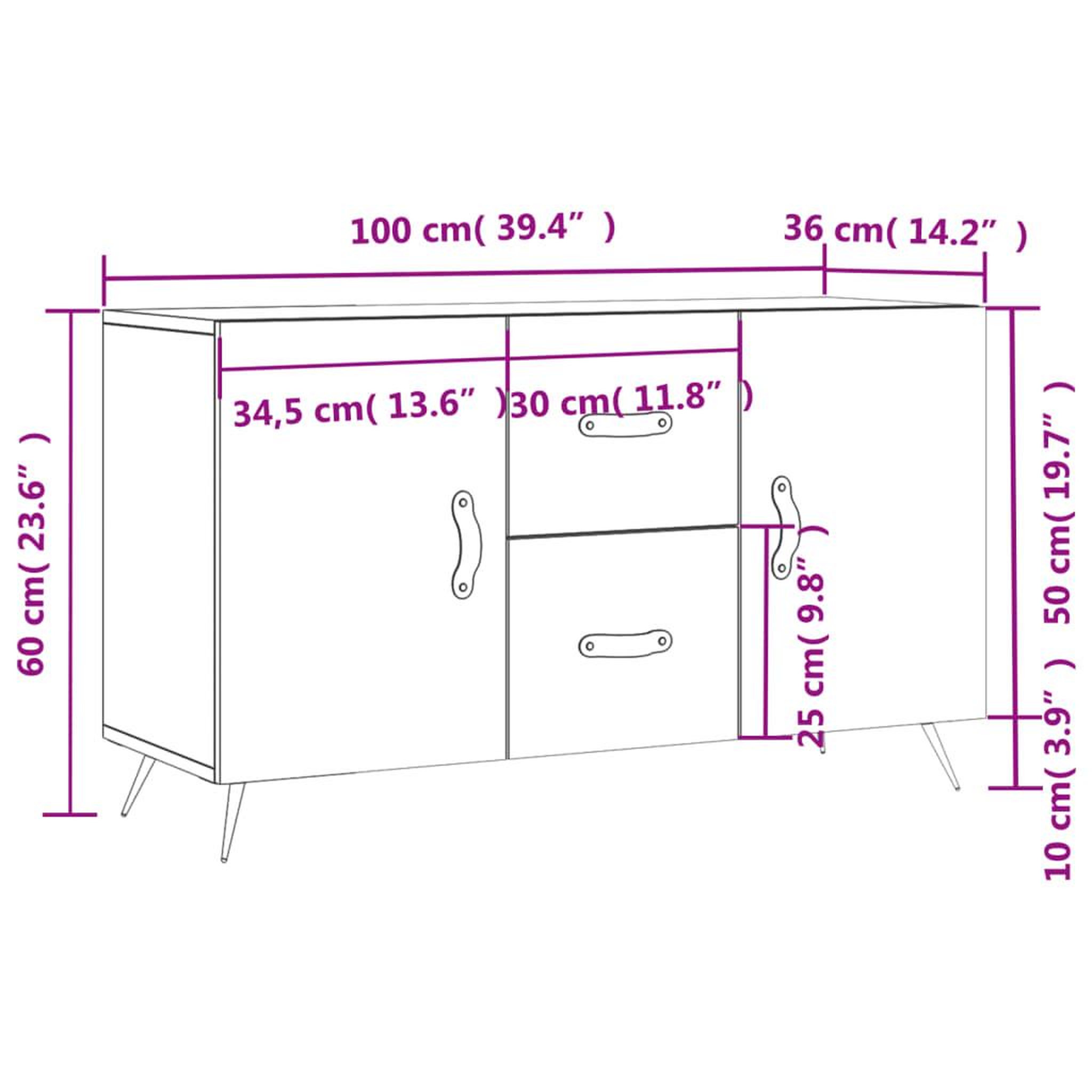 Voir la diapositive 6 : VIDAXL Buffet blanc brillant 100x36x60 cm bois d'ingenierie