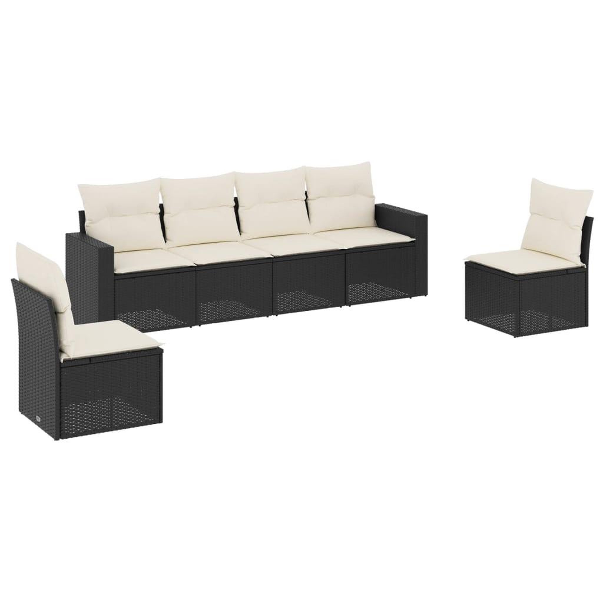 Voir la diapositive 2 : VIDAXL Salon de jardin 6 pcs avec coussins noir resine tressee