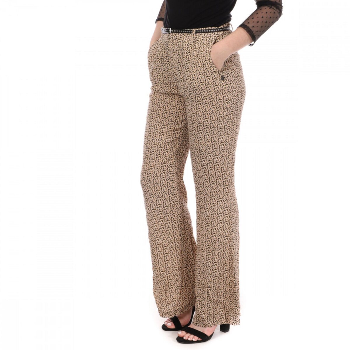 Pantalon fluide beige femme hot sale