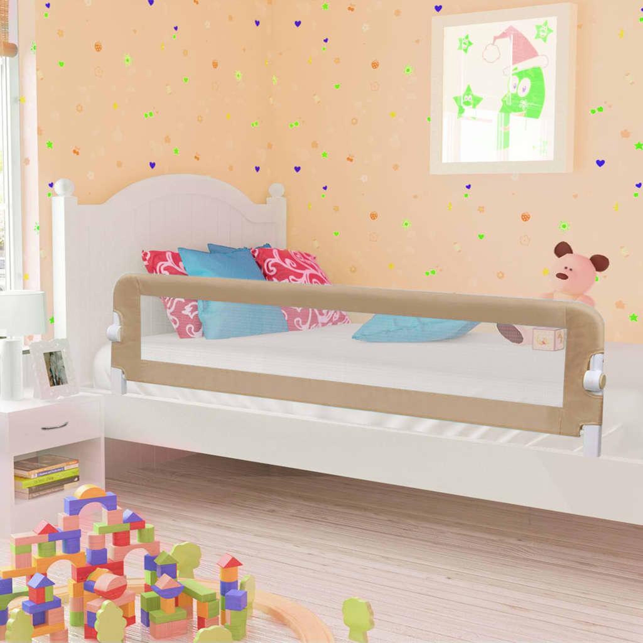 Voir la diapositive 1 : VIDAXL Barriere de securite de lit d'enfant Taupe 180x42 cm Polyester