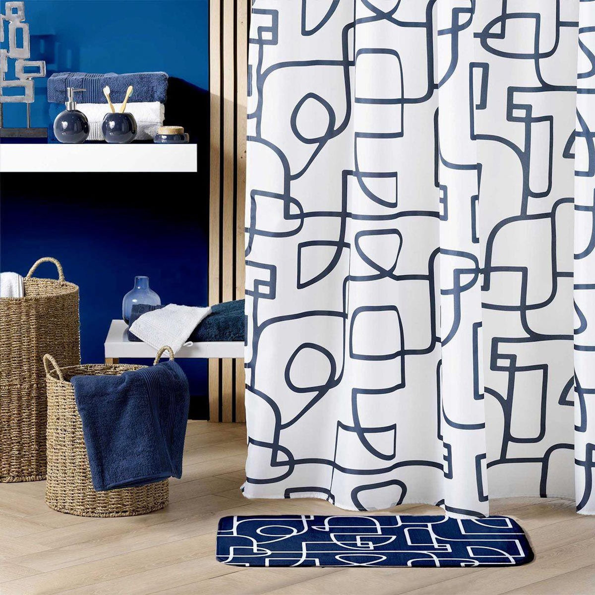 Paris Prix Rideau de Douche  Labyrinthe  180x200cm Blanc