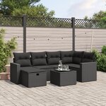 VIDAXL Salon de jardin 7 pcs avec coussins noir resine tressee