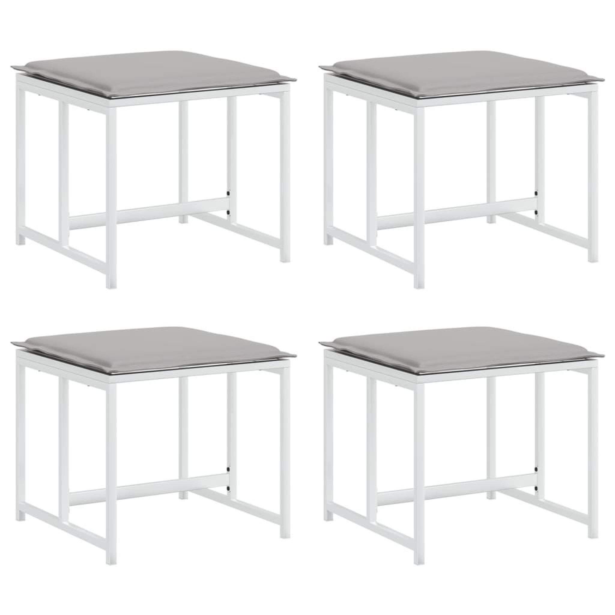 Voir la diapositive 2 : VIDAXL Tabourets de jardin avec coussins 4pcs blanc acier et textilene