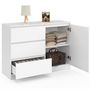 Voir la diapositive 5 : ID MARKET Commode 3 tiroirs + 1 porte TOMI 110 cm bois blanc