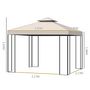Voir la diapositive 3 : OUTSUNNY Tonnelle barnum style colonial double toit toiles latérales amovibles 2,95L x 2,95l x 2,65H m beige noir