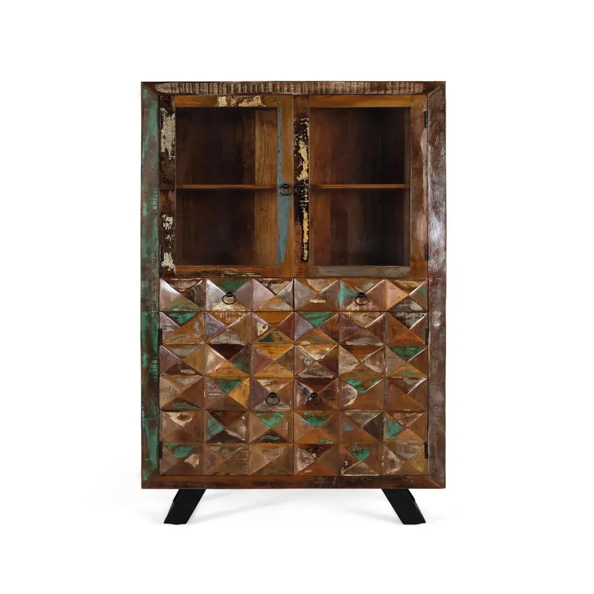 GINER Y COLOMER SL Vitrine en bois recyclé 90 cm style industriel moderne