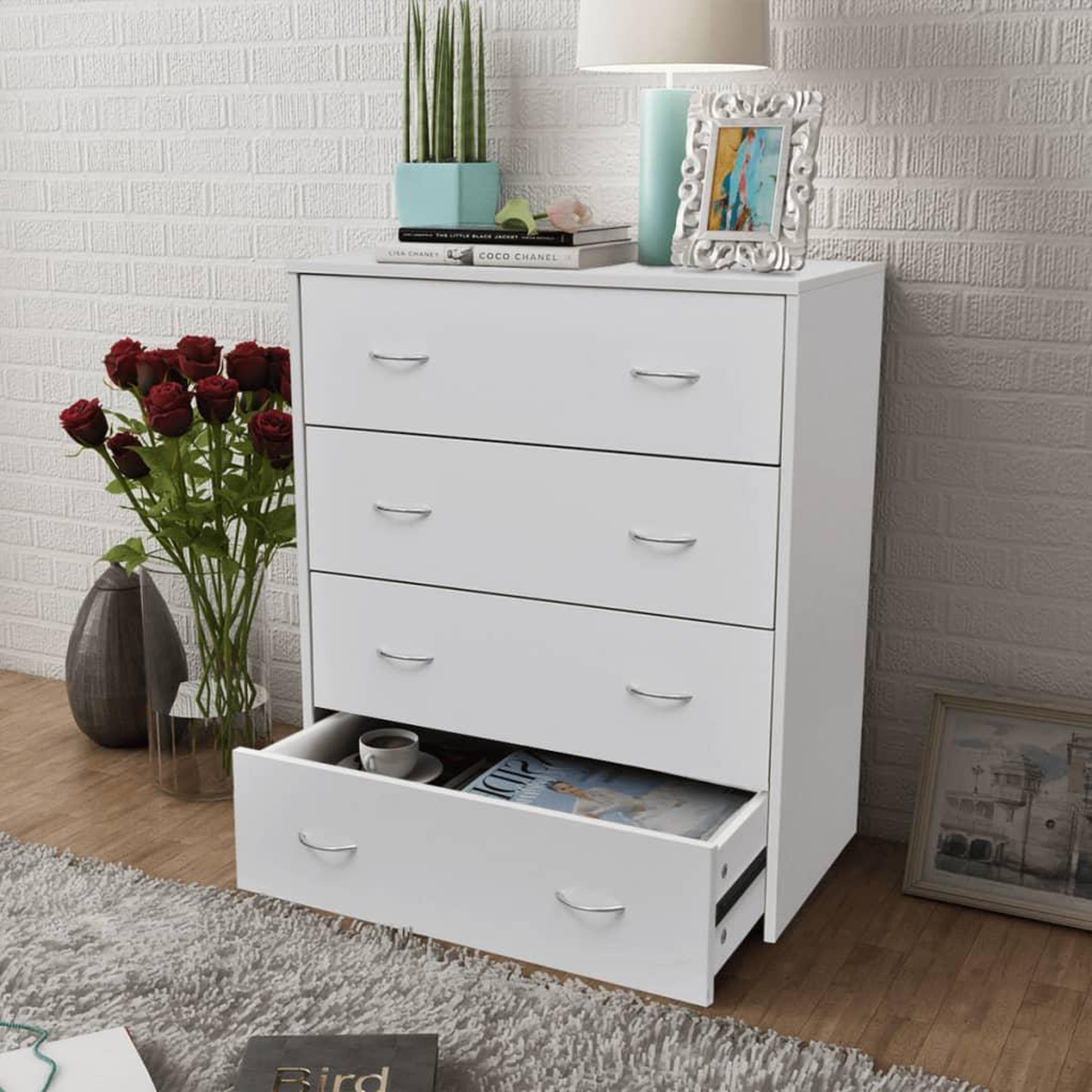Voir la diapositive 1 : VIDAXL Buffet avec 4 tiroirs 60x30,5x71 cm Blanc