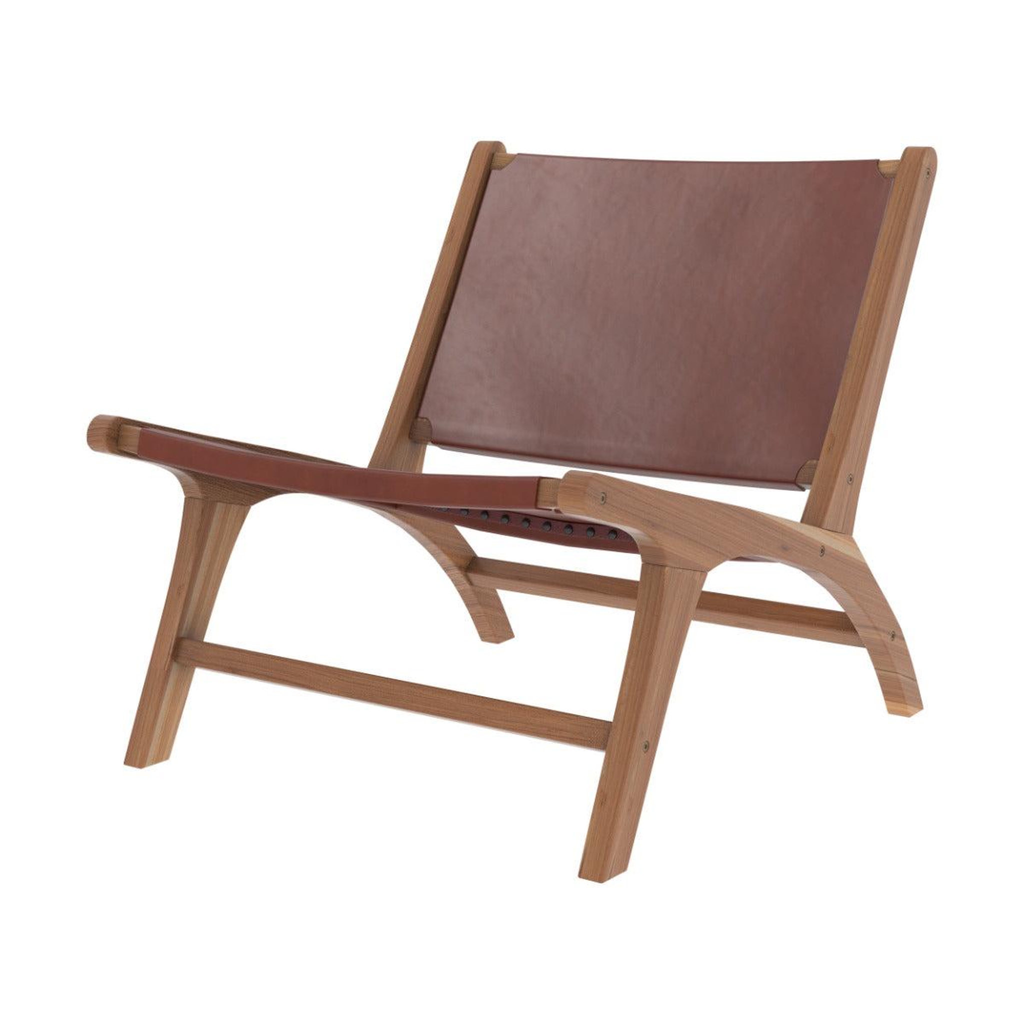 MAISON PAVANE Fauteuil  en teck et cuir lisse marron-kuna