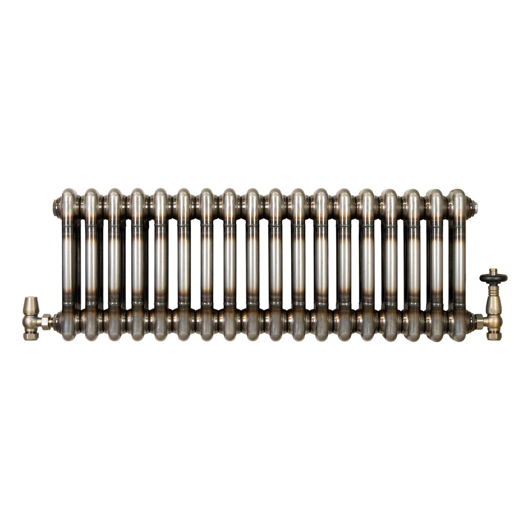 Voir la diapositive 2 : MONSTERSHOP Radiateur traditionnel à 2 colonnes & vannes - 300 x 830 mm - métal brut