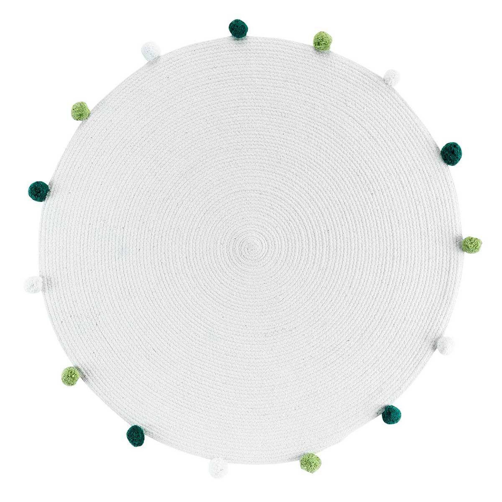 Voir la diapositive 1 : Douceur d'Intérieur Tapis rond enfant  pompomparty  90cm blanc & vert