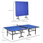 Voir la diapositive 3 : HOMCOM Table de ping pong tennis de table pliable 8 roues - filet, 2 raquettes, 3 balles inclus - noir bleu