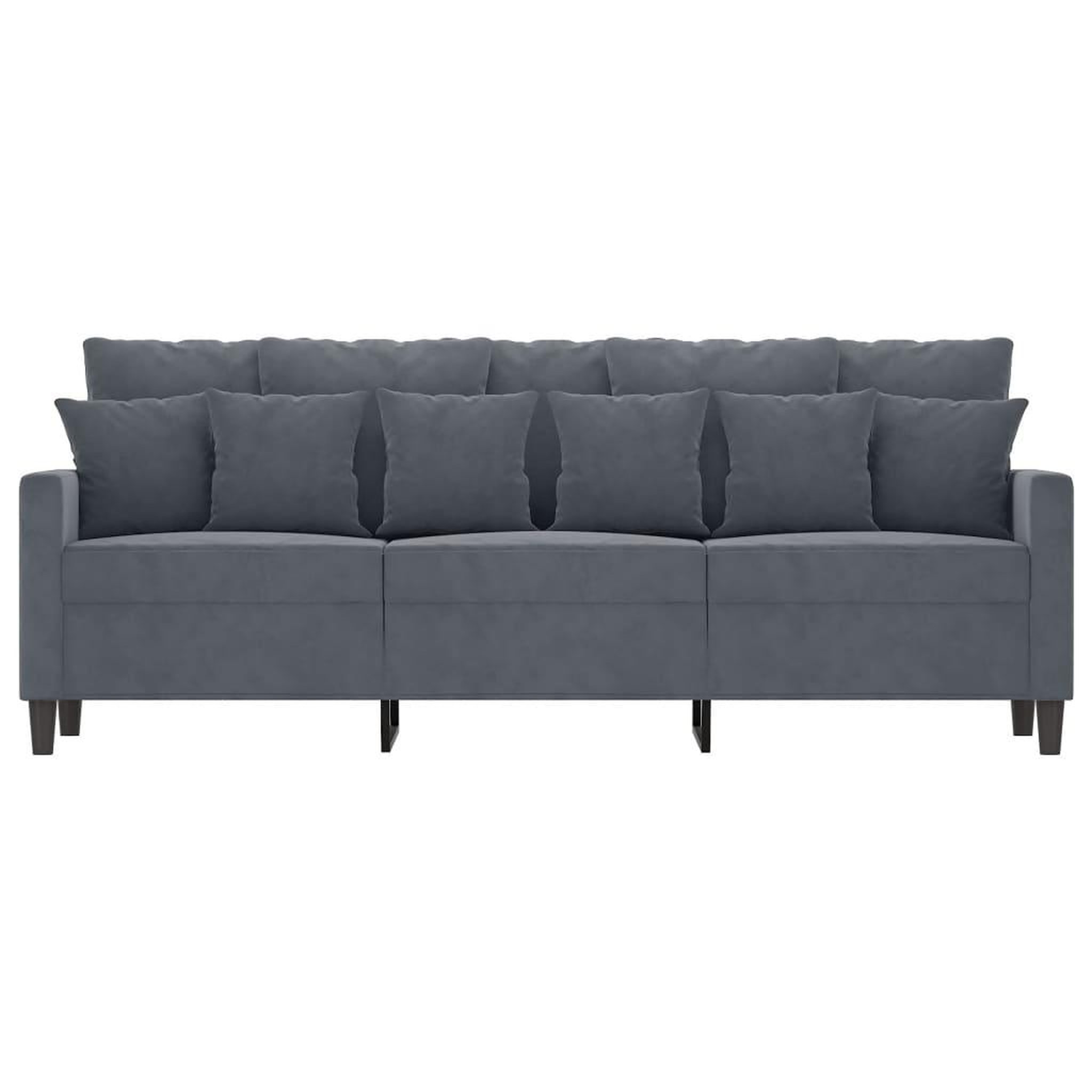 Voir la diapositive 3 : VIDAXL Canape a 3 places Gris fonce 180 cm Velours