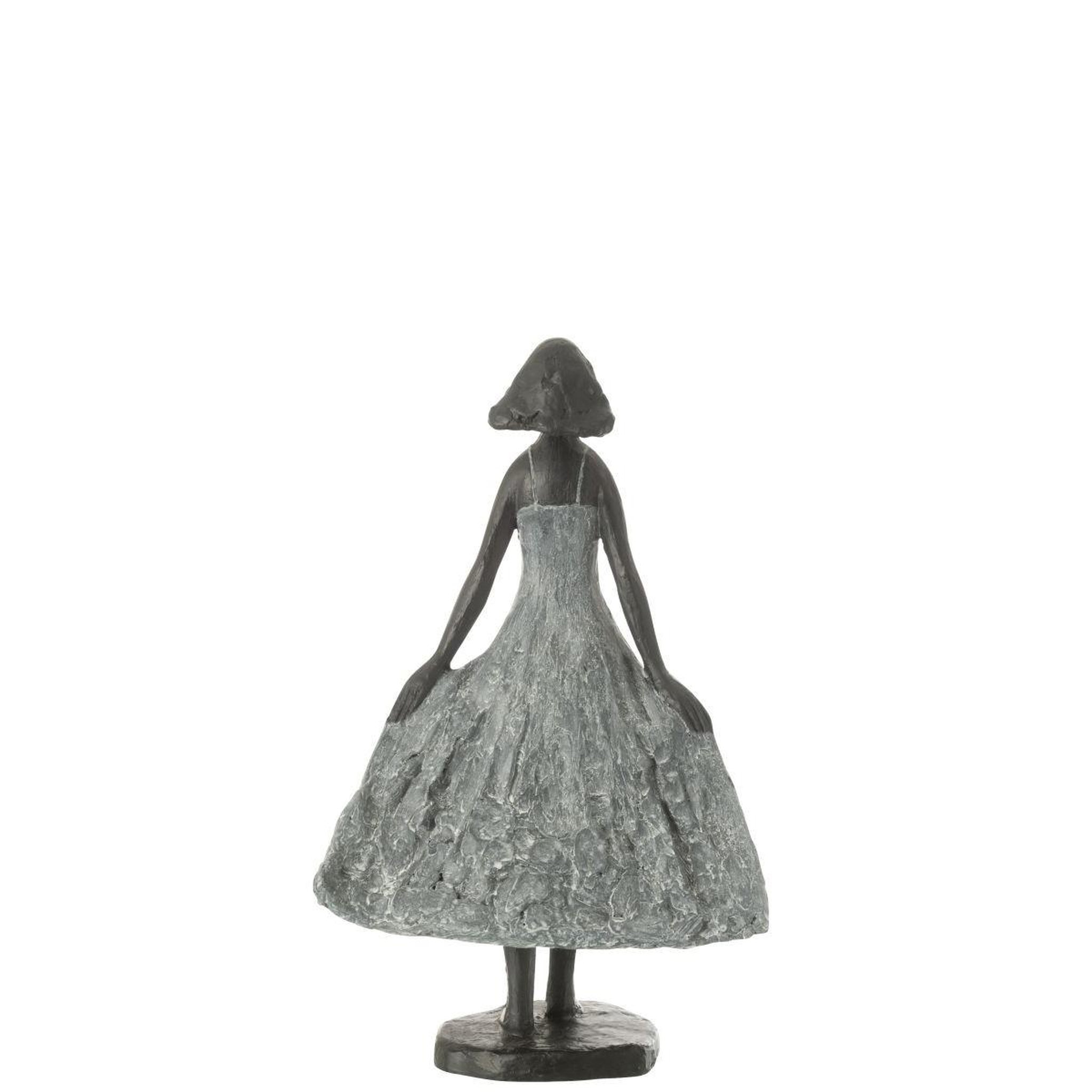 Voir la diapositive 2 : J-LINE Statuette fille en résine  ciel  38cm gris