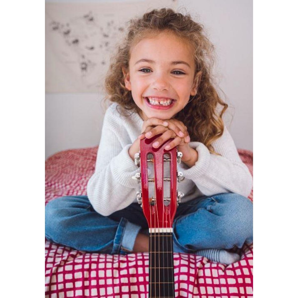 One Two Fun Guitare sèche 76 cm avec corde en nylon