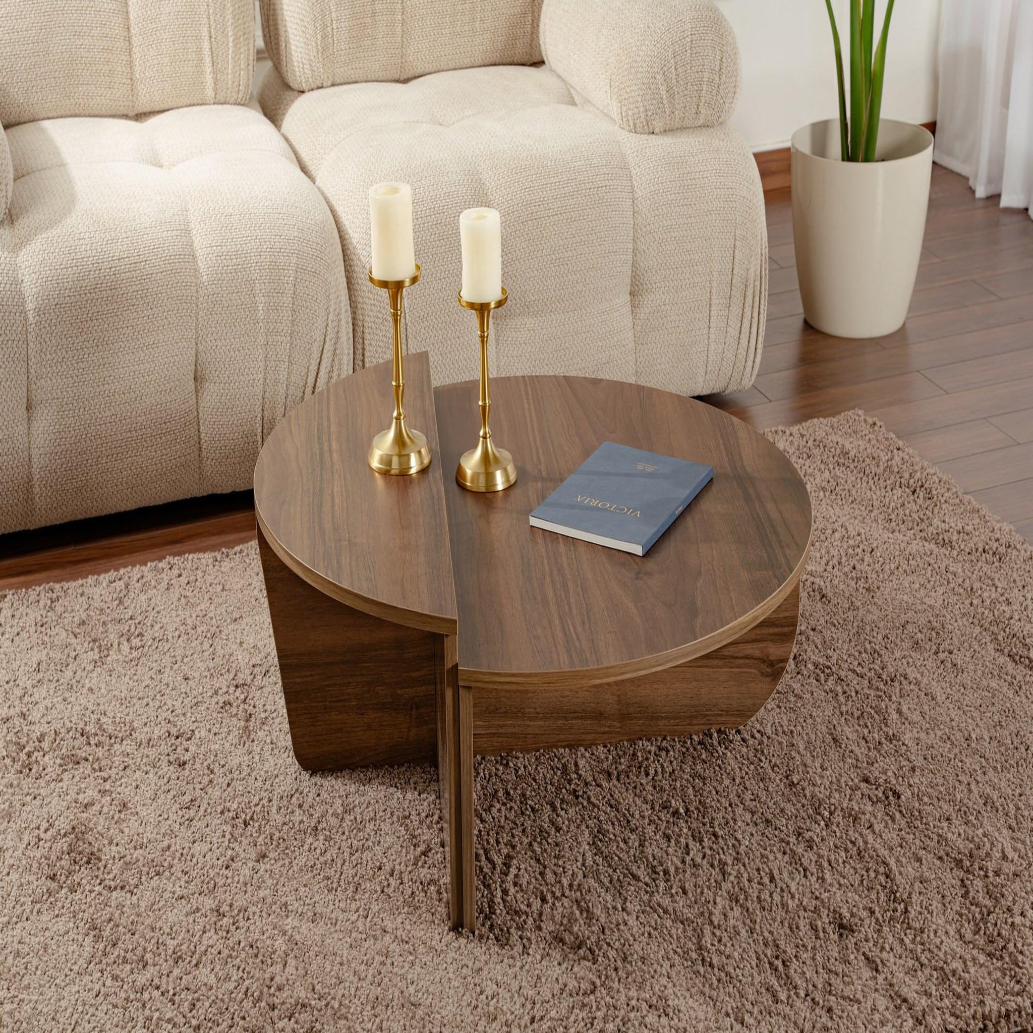 Voir la diapositive 4 : Habitat et Jardin Table basse en bois  orion  - 90 x 60 x 30 cm - noyer