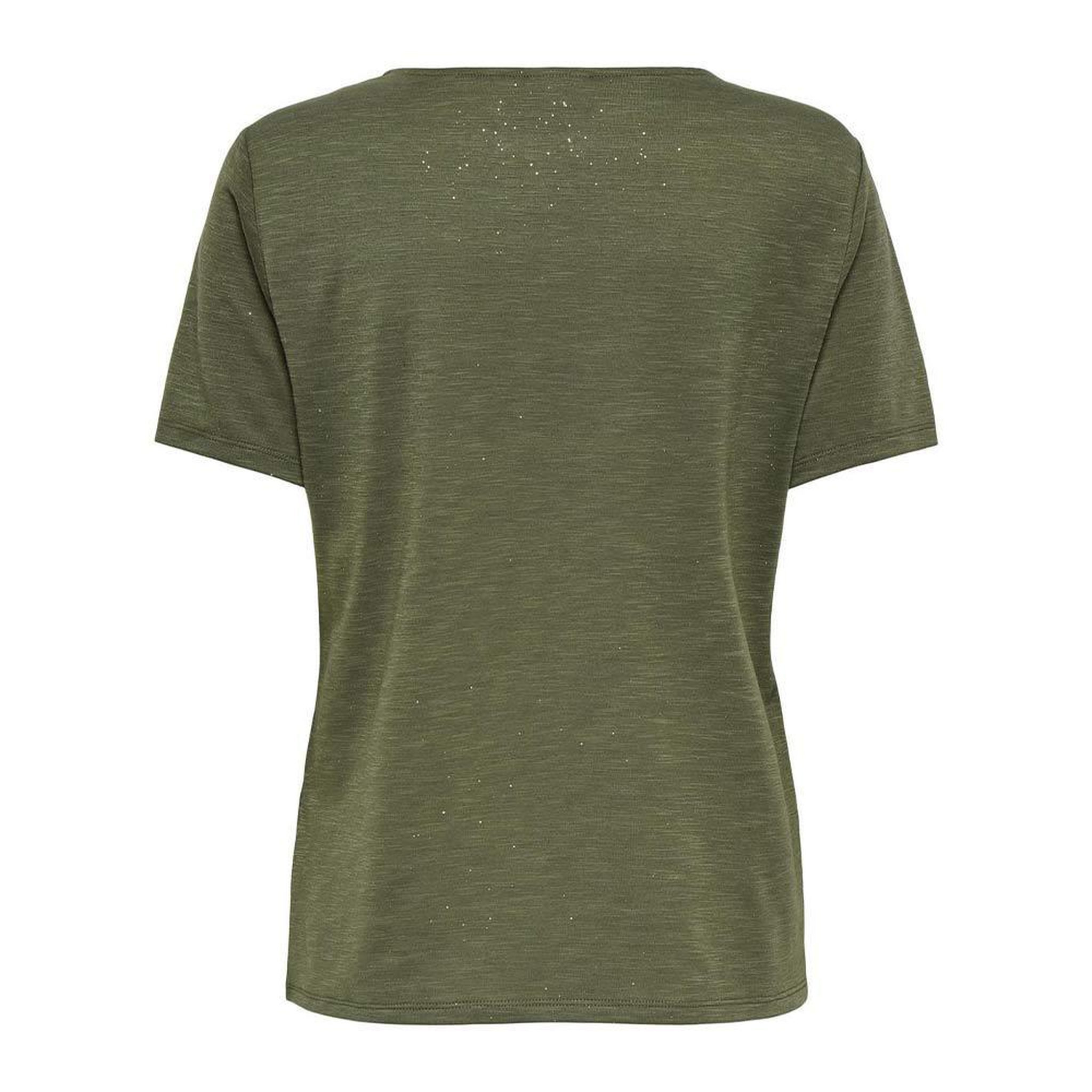 Voir la diapositive 2 : JACQUELINE DE YONG T-Shirt Kaki Foncé/Doré Femme JDY Dalila