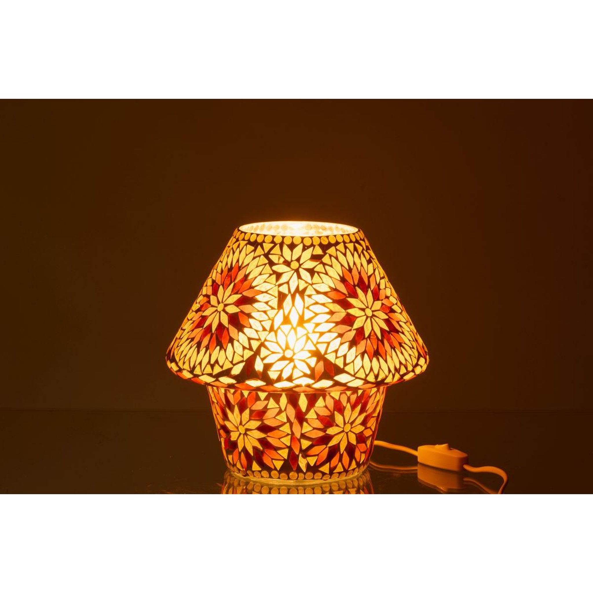 Voir la diapositive 3 : J-LINE Lampe à poser mosaïque  mari  24cm marron & orange