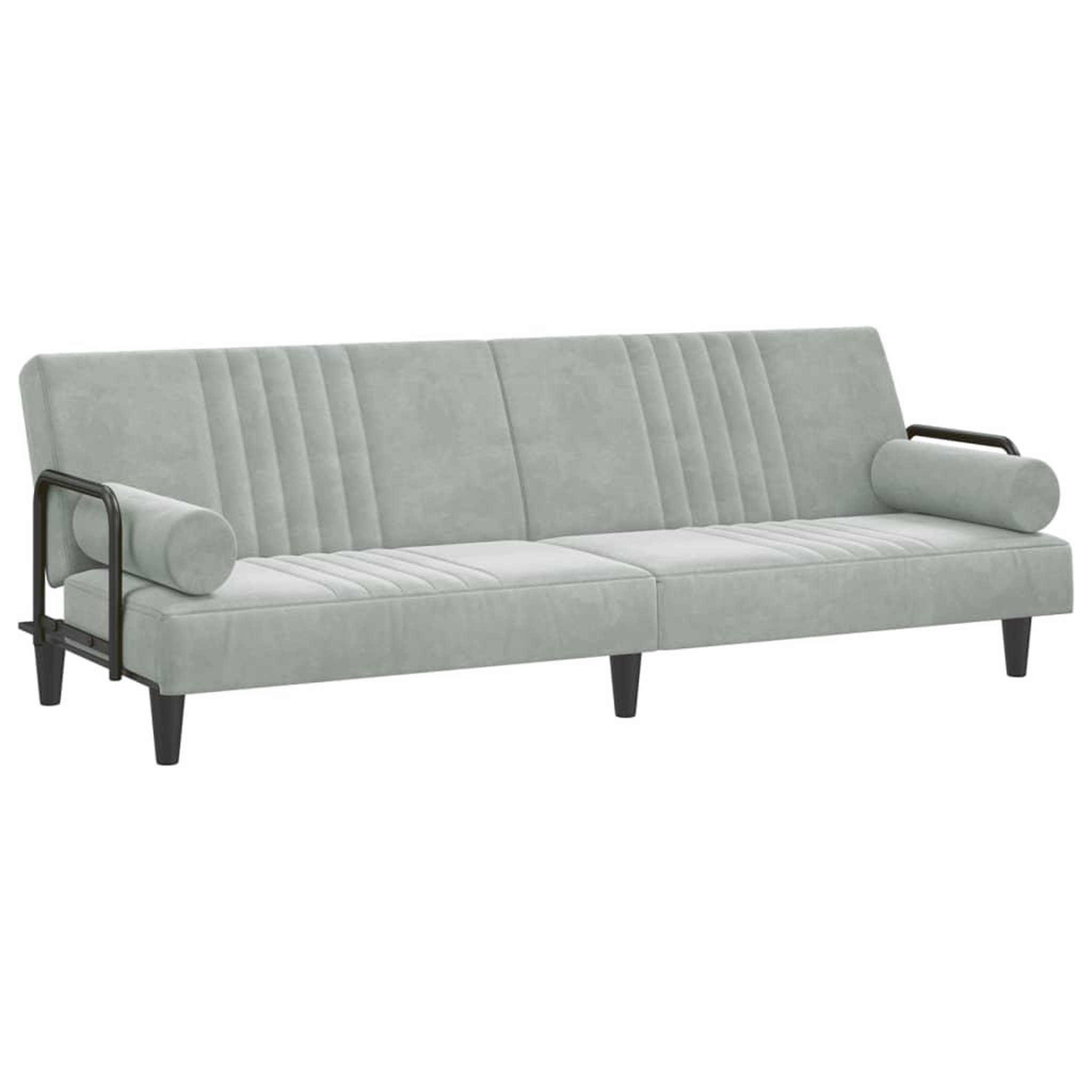 Voir la diapositive 2 : VIDAXL Canape-lit avec accoudoirs gris clair velours