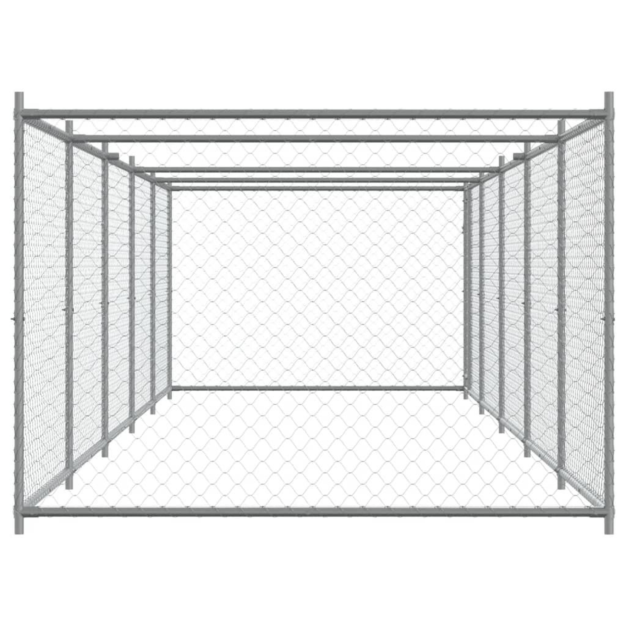 Voir la diapositive 5 : VIDAXL Cage pour chien avec porte gris 10x2x1,5 m acier galvanise