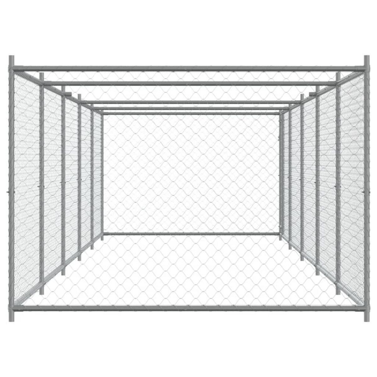 VIDAXL Cage pour chien avec porte gris 10x2x1,5 m acier galvanise