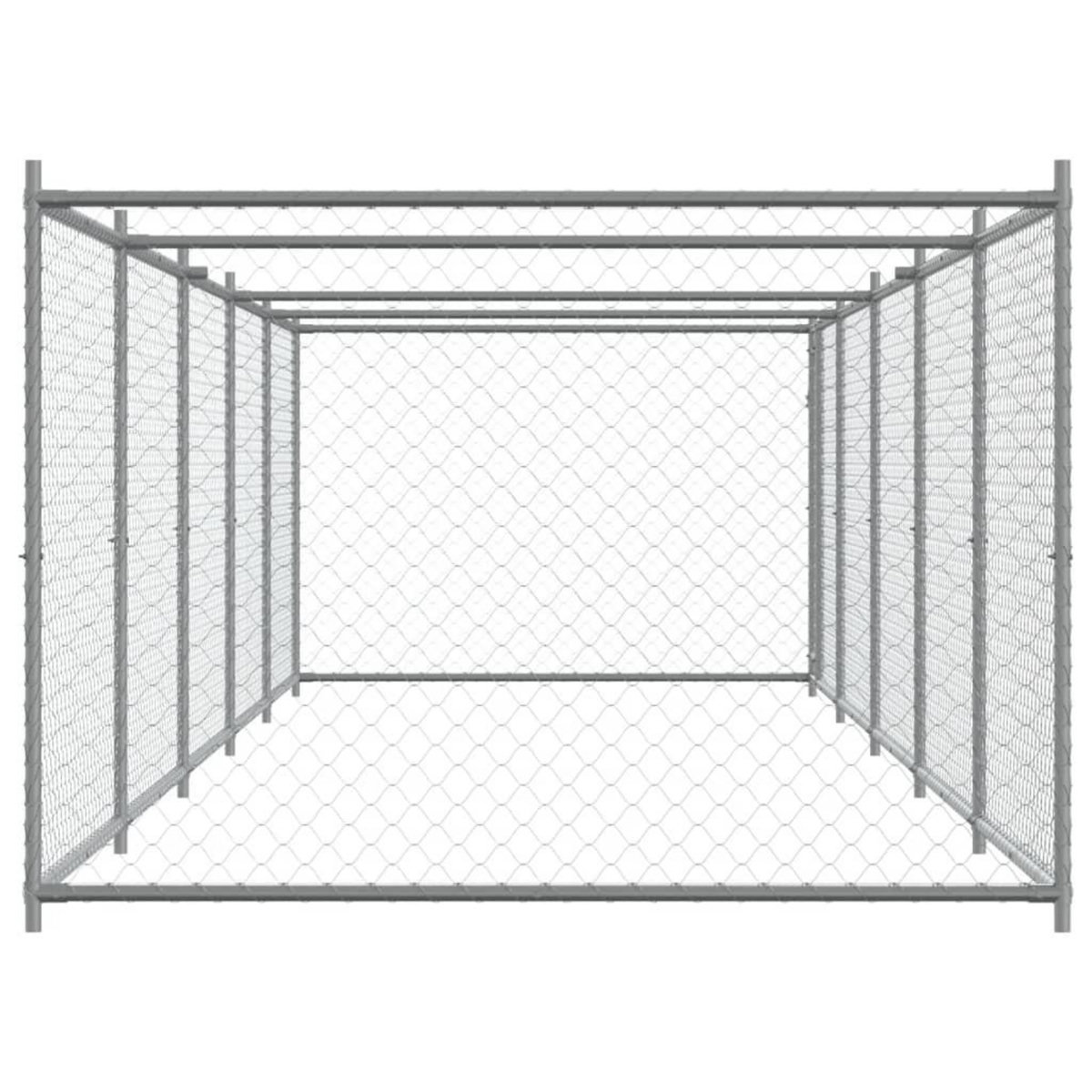 VIDAXL Cage pour chien avec porte gris 10x2x1,5 m acier galvanise